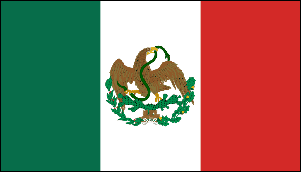 Bandiera Del Messico 150x90 Cm - Alta Qualità In Poliestere 75/D - Doppie Cuciture E Occhielli In Ottone - Per Interni Ed Esterni
